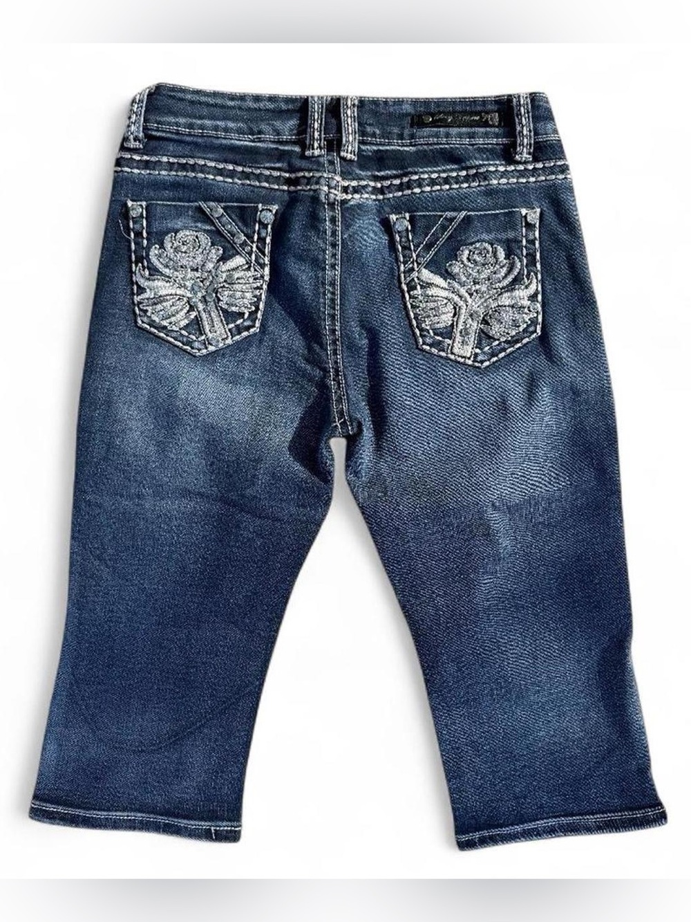 Y2K Sexy Couture Rhinestone Bling Capri Jeans